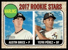Austin Brice RC/Yefri Perez RC 2017 Topps Heritage #42 Miami Marlins 25621