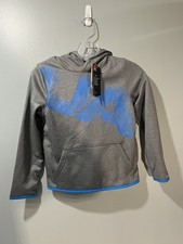 Under Armour Youth Small Coldgear Loose Fit Hoodie Gray Blue Logo Athletic