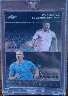 Lionel Messi Erling Haaland 2023 Leaf Legends Exclusive Dual Black #'d 6/7
