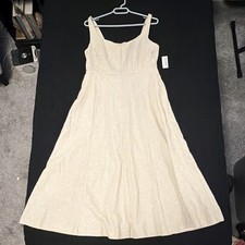 Old Navy Women’s Beige Linen Blend A-Line Midi Dress Large