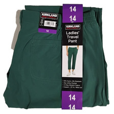 Kirkland Signature Ladies' Travel Pants 4-Way Stretch Fabric Zip Utility Pocket