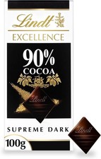 Lindt Excellence 90% Cocoa Dark Chocolate Bar 100g | Vegan Friendly, Rich Luxury