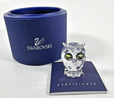 Swarovski Crystal Green Eyed Owl Figurine w/ Box & Cert # 0010014 