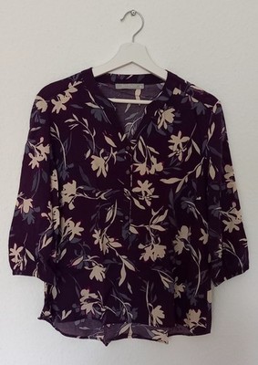 Betty & Co Grey 40 M Casual Hippie violett Blumen Bluse floral Vintage Boho