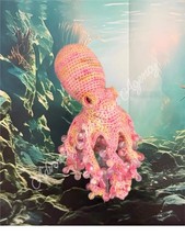 Peaches  Handmade Crochet Octopus Plush  Amigurumi Pink  Yellow Sea Creature
