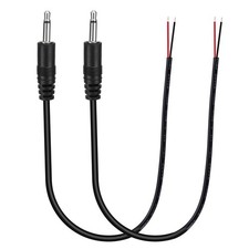 2PCS 0.8FT 3.5mm Male Jack to Bare Wire TRS 2 Pole Mono Plug Cable 2 Colors 