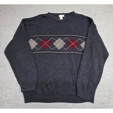 Exacta Vintage Gray Argyle Sweater Mens XL Pullover Crewneck Casual USA 1990s