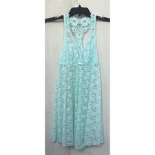 Seductivewear by Cinema Etoile Sheer Babydoll Chemise S Aqua Blue Lace Racerback