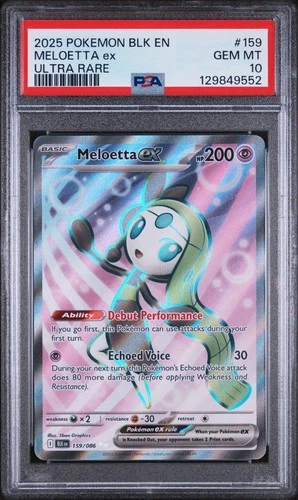 2025 POKEMON BLK EN-BLACK BOLT ULTRA RARE #159 MELOETTA EX PSA 10