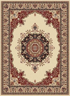 Ivory Petals Flowers Oriental Area Rug Medallion Scrolls Ovals Persien Carpet