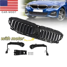 Front Upper Radiator Grille Active Air Shutter For 19-22 BMW 330i G20 W/ Motor