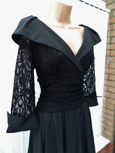ELIZA J BLACK LACE BODICE SATIN NEW YORK 50'S FLARE MIDI DRESS 10 £170 TWICE - Picture 6 of 16