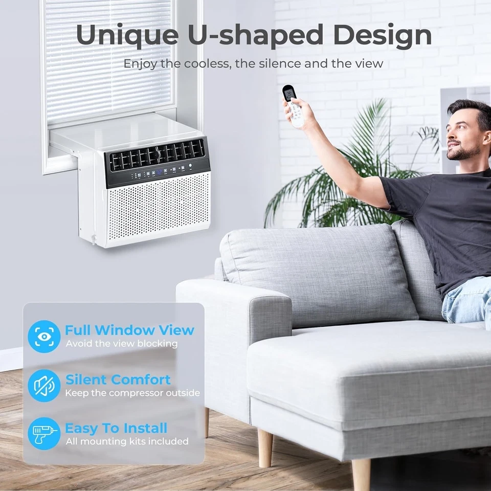 U-Shaped Window Air Conditioner, 12000BTU Window AC Units Cools up to 550 Sq. Ft - Image 3 of 4