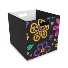 Neon Floral Felt Storage Box  Flower Pattern Organizer