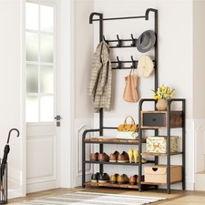 68.8''H Hall Tree with Bench 5-in-1 Coat Rack with 8 Hooks, Rustic Brown
