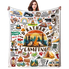 Camping Blanket Gifts For Men Women Camper Plush Throw Fleece Bedding 50x40 In