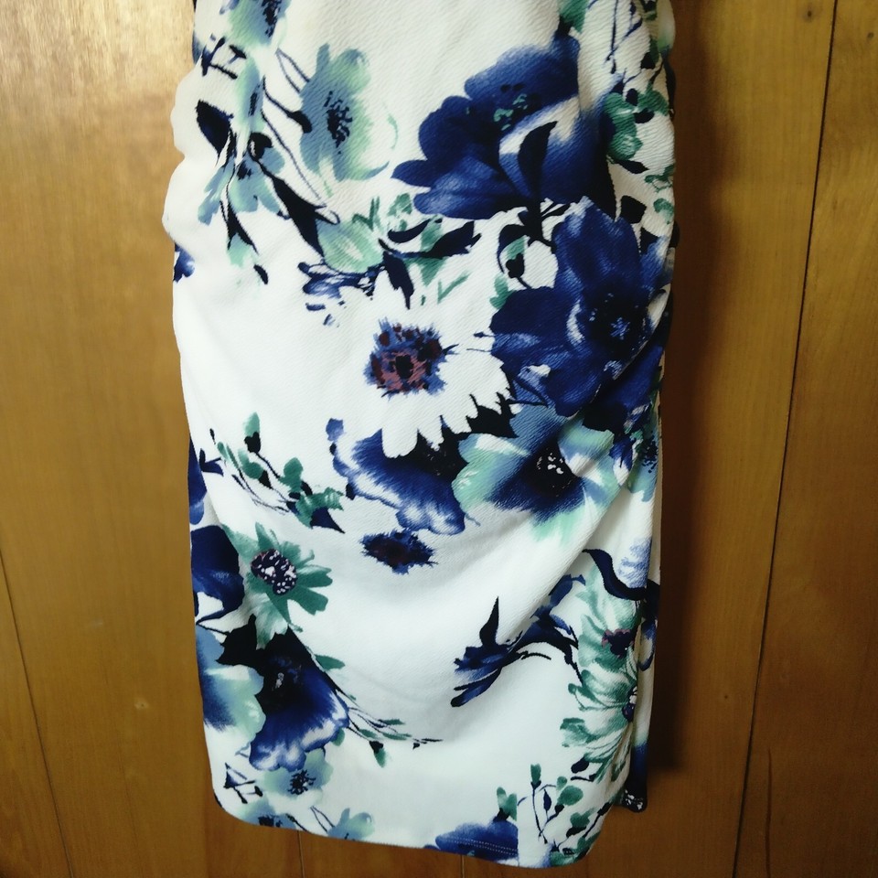 Vintage Pink Blush Women's Medium Floral Short Sleeve Ruched Dress Made