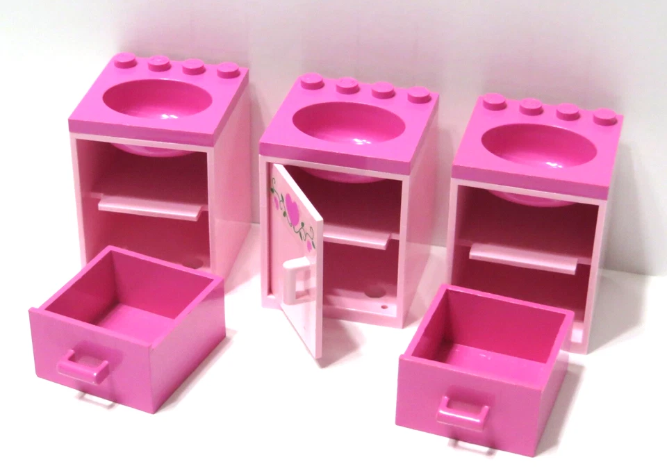 3 pias e suportes para porta de banheiro coração rosa LEGO Belville Scala Friends - Imagem 2 de 2