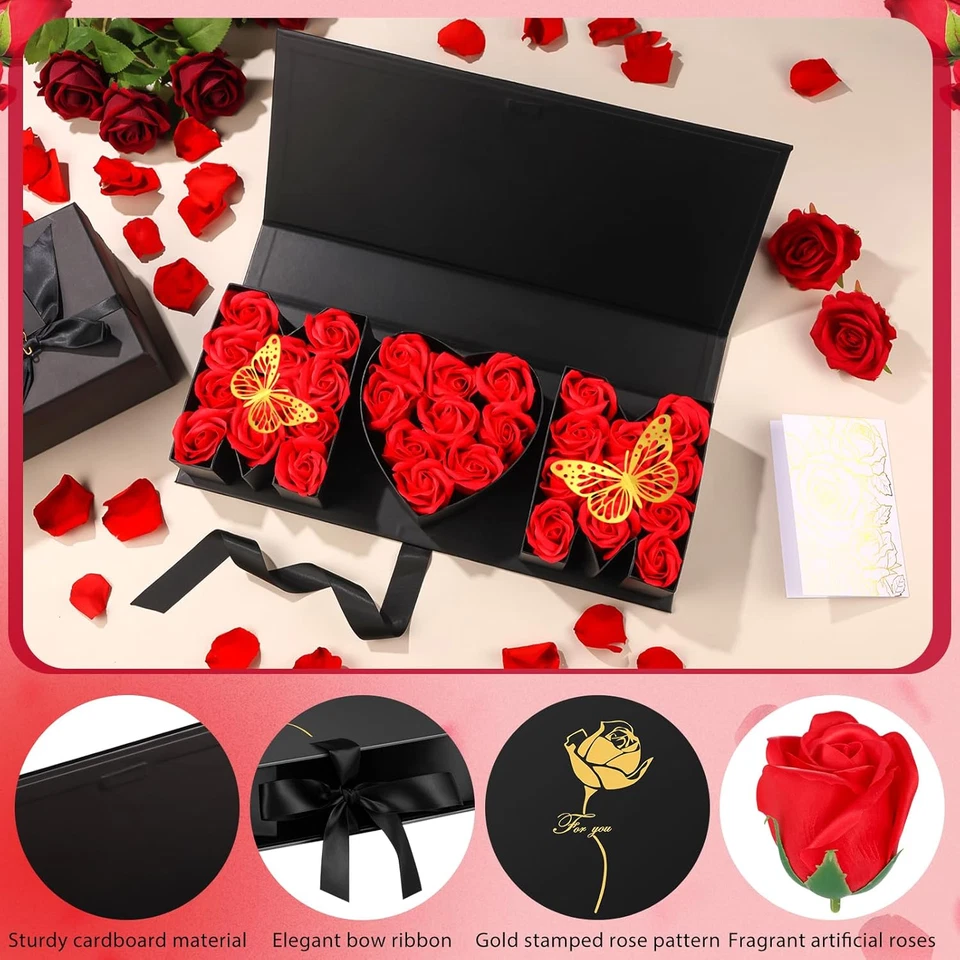 Caja para mamá con 31 flores para regalo del día de la madre más gruesa en forma de letra flor regalo B Foto 4 de 4