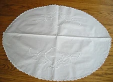 Vintage White Cotton Table Scarf ~ 22" x 28" ~ 