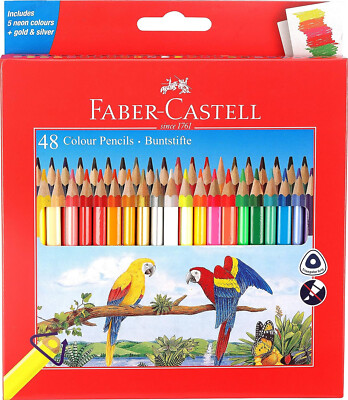 Faber Castell 48 Triangular Colour Pencils, Multicolor - Free Ship