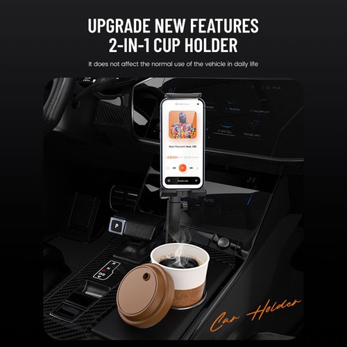 2 in1 360° Car Cup Holder Expander Universal Cell Phone Holder Height Adjustable - Picture 3 of 12