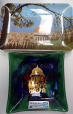 Piatto vintage israeliano ANDREAS MEYER Haifa blu cobalto raro cimelio
