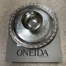 Vintage OL Oneida Park Lane Chip And Dip Server 12” Silverplate