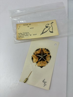 VTG Handmade Feather Stick Pin Label Pin