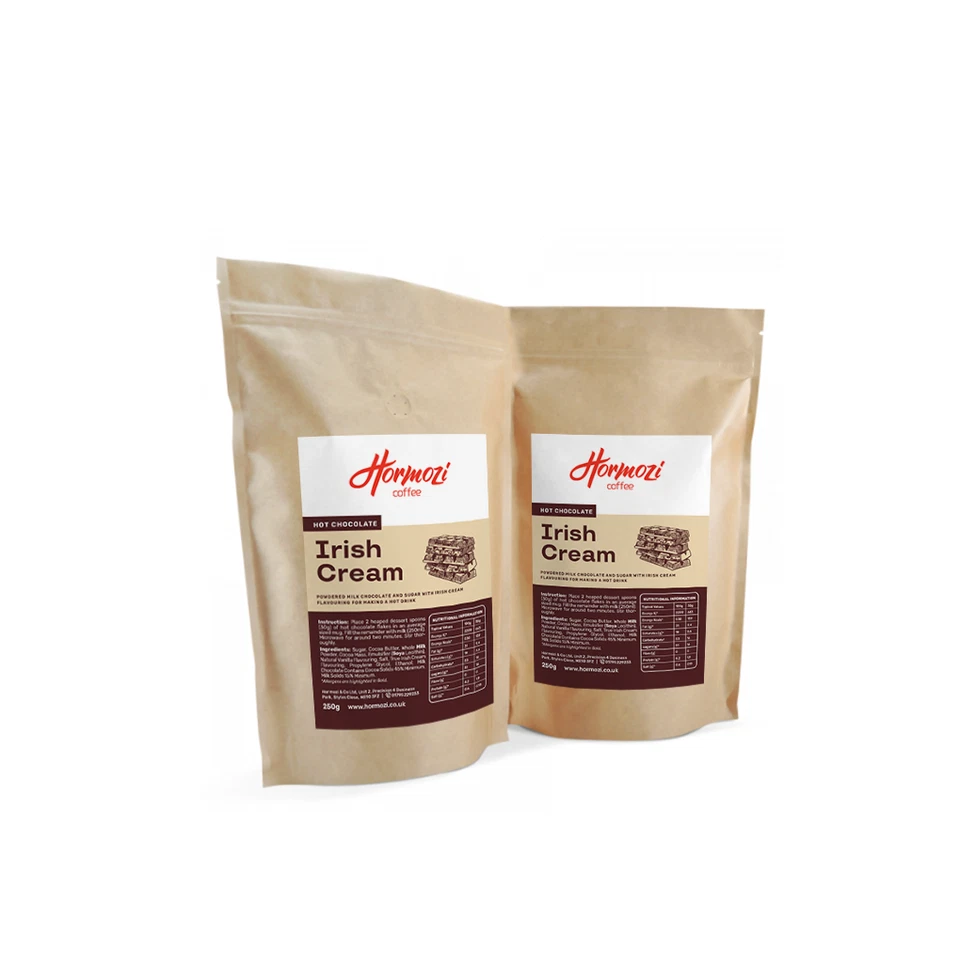 ASSORTED GOURMET HOT CHOCOLATE FLAKES 250g Gourmet Hot Chocolate Flakes Made with REAL chocolate - Irish Cream