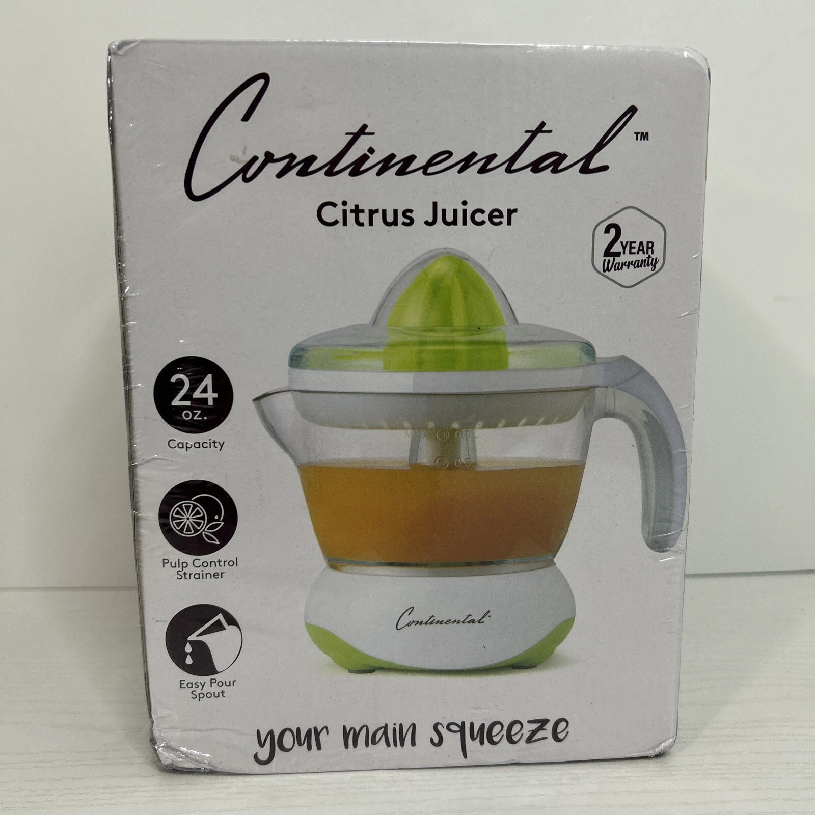 24 Oz Continental Electric Citrus Juicer Pulp Strainer Sealed