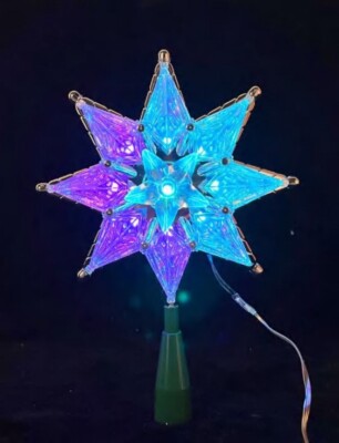 Smart RGBIC BLE LED Star Tree Topper with silver gem pattern