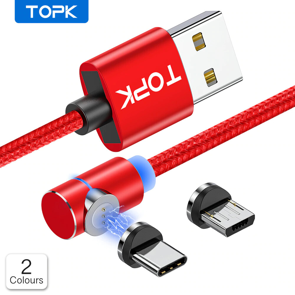 TOPK AM05 Magnetic 90 Degree Cable USB C Micro USB Fast
