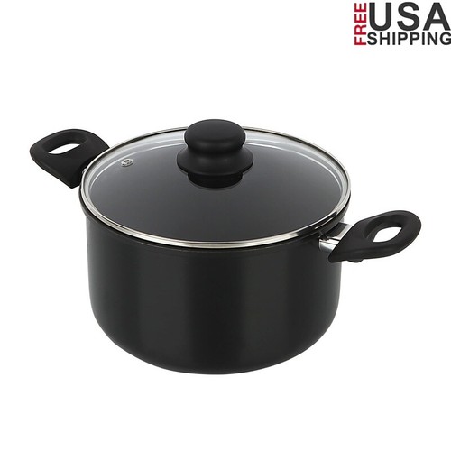 Aluminum Non-Stick Dutch Oven W/ Glass Lid Dishwasher Safe Easy Clean 5 Qt New