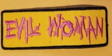 EVIL WOMAN Embroidered Patch aprox 1.5X4" pink/yellow