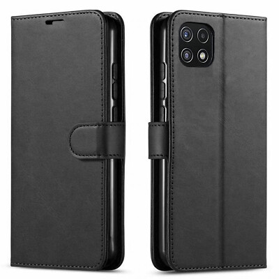 For Samsung Galaxy A22 5G Case,Premium Leather Wallet + Tempered Glass Protector