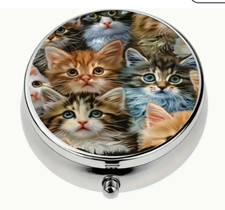 kitten Cat pill box medicine Trinket NEW Free Ship 2 inch Stocking Stuffer