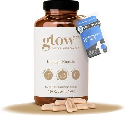 Glow25® Collagen Kapseln hochdosiert [180] - mit Hyaluronsäure und Vitamin C