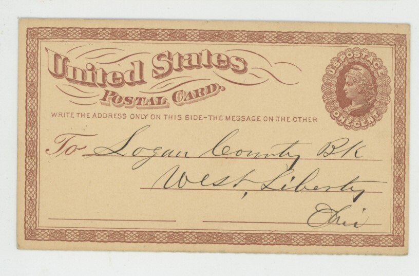 Mr Fancy Cancel GermanAmerican Bank Sidney Ohio 1875 Postal Card 1522