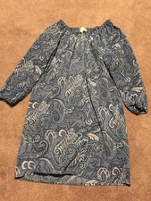 Womens Michael Kors Blue Paisley  Dress Large Lined Off The shoulder