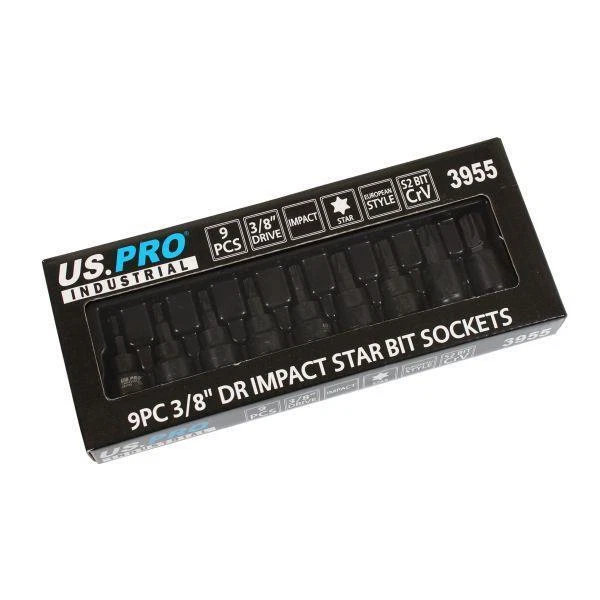 US PRO INDUSTRIAL 9pc 3/8” DR Impact Torx Star Bit Sockets Set T20 - T60 3955 - Image 4 of 4