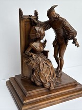 LARGE ANTIQUE WOOD SCULPTURE CARVING MUSEUM QUALITY MAN WOMAN MASTERFUL OLD