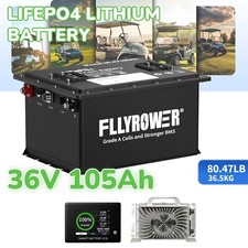 36V 105Ah Golf Cart LiFePO4 Lithium Battery 200A BMS w/ 36V 20A Fast Charger