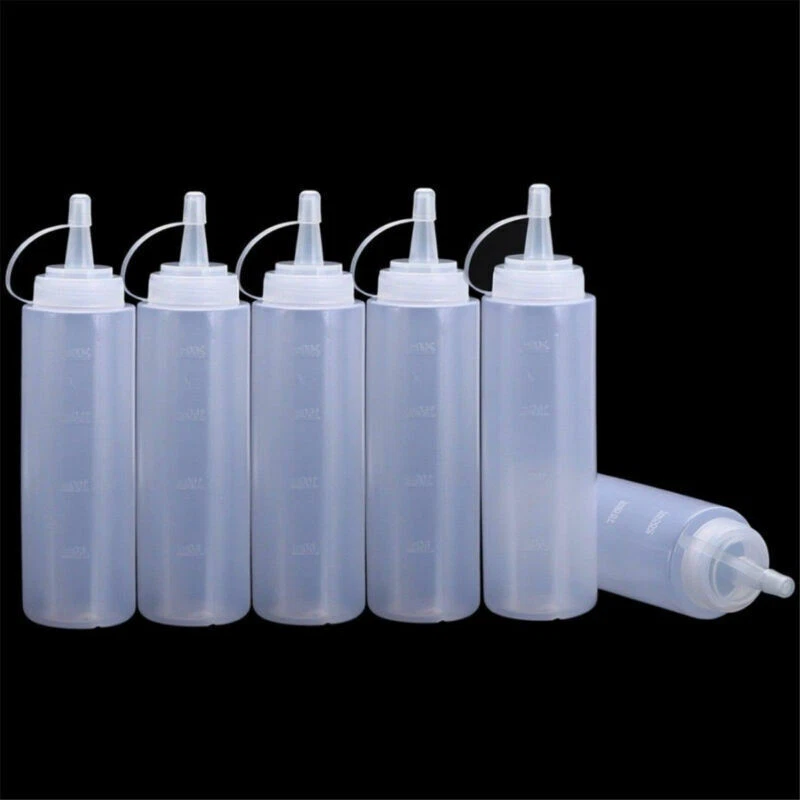 Plastic Clear Squeeze Bottle Condiment Dispenser Ketchup Mustard Sauce - Image 2 of 4