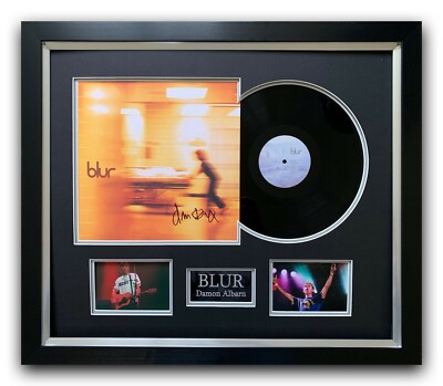 DAMON ALBARN HAND SIGNED FRAMED VINYL DISPLAY - BLUR LP - PROOF.