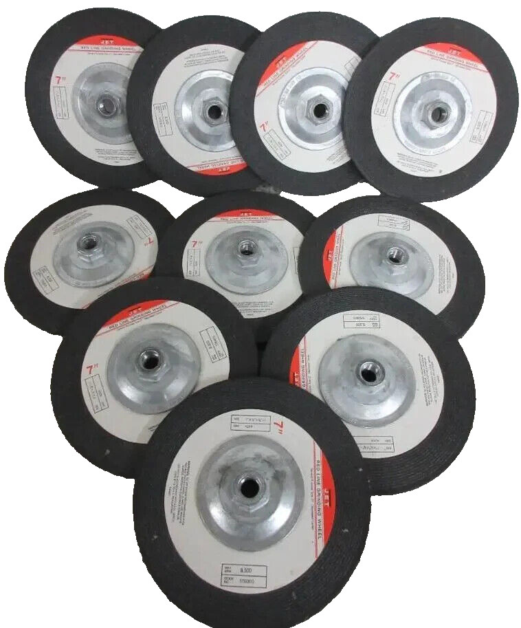 Muela abrasiva de metal ferroso JET 7" x 1/4" x 5/8"-11" A24R (paquete de 10) 57500610