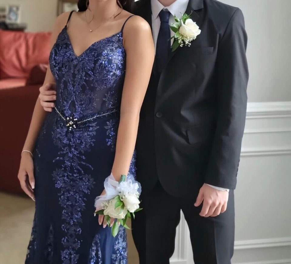 Blue Jovani prom dress size 4 (height 5'2) - Image 3 of 4