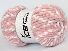 4-Skein Lot Chenille Baby Colors Yarn 4x100g/120m Medium Lt Lilac White