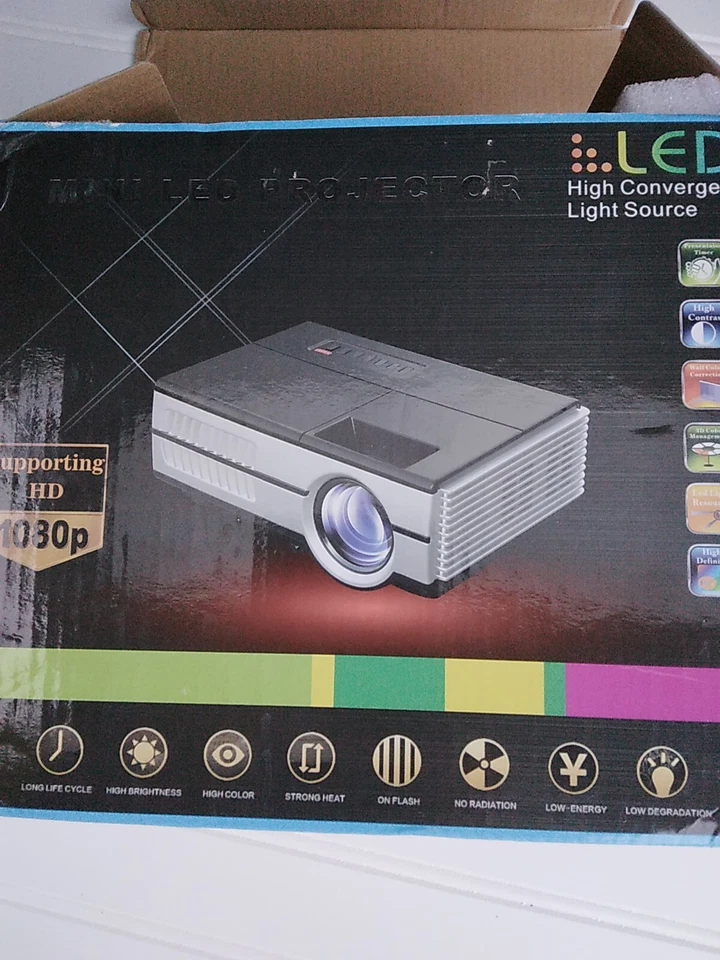 Caiwei Android 7.1 Projector WIFI BT HD Portable Mini Home Cinema 1080P HDMI LED - Image 2 of 3