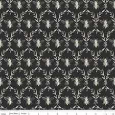 1/4 Yard 9”x42” Riley Blake "Honey Bee" Damask Black Cotton Quilt Fabric